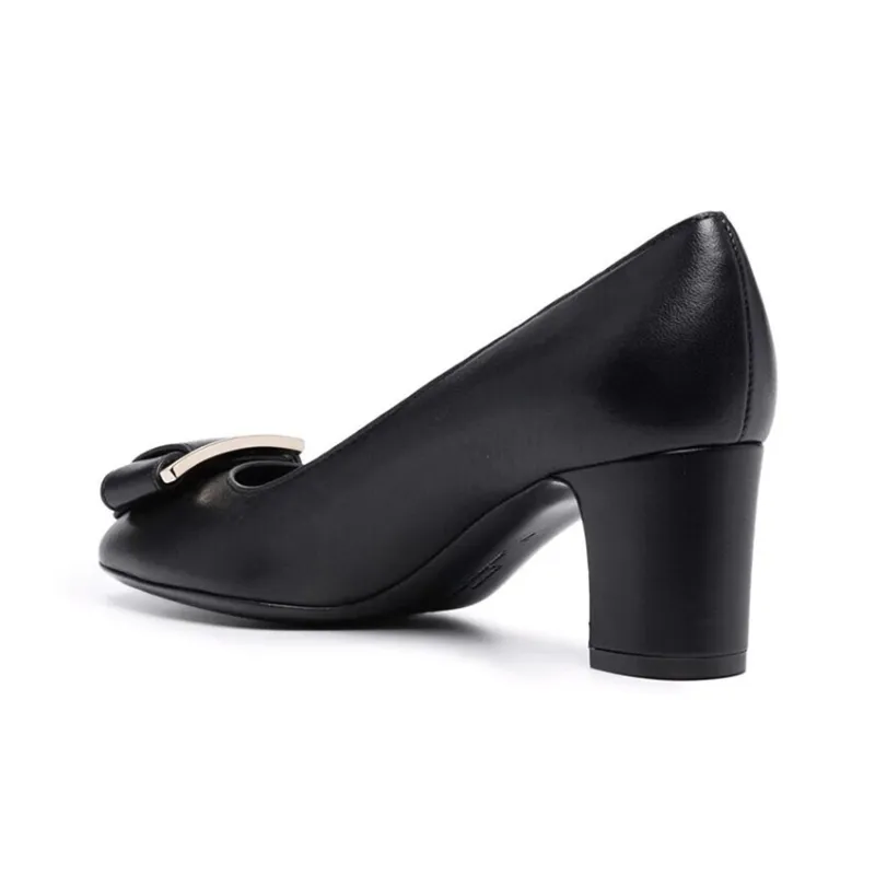 FERRAGAMO Chunky Heel High Heels 5.5cm Women's Black-3