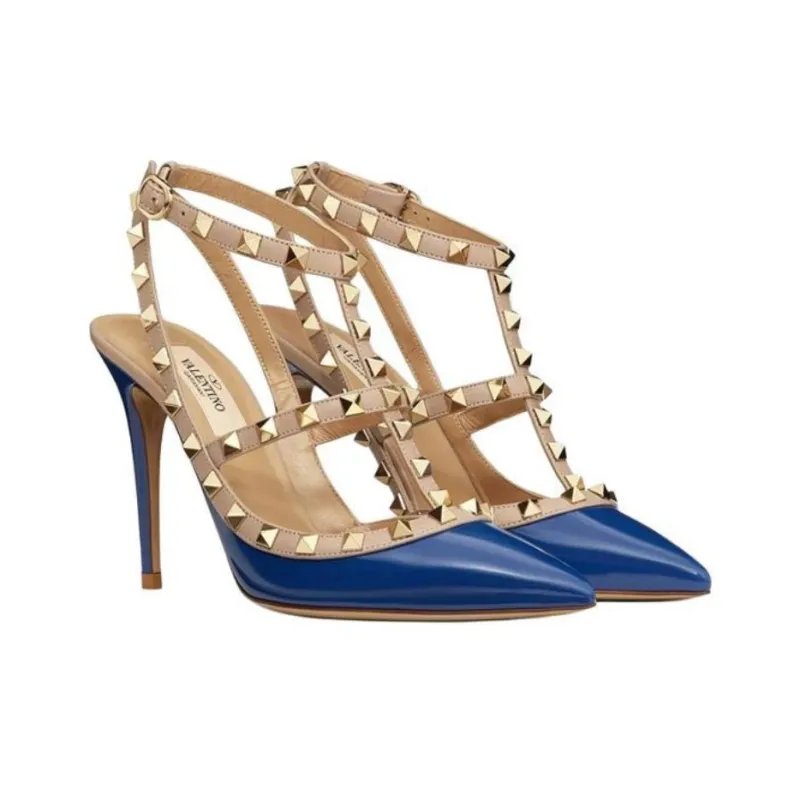 Valentino Slim Heel High Heels Women's Blue-2