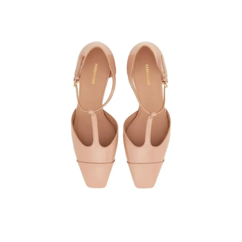 FERRAGAMO Block Heel High Heels 6cm Women's Pink-3