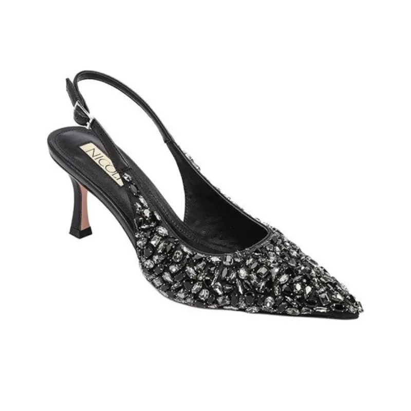 NICOLI Foligne Slim Heel High Heels 7cm Women's Black-3