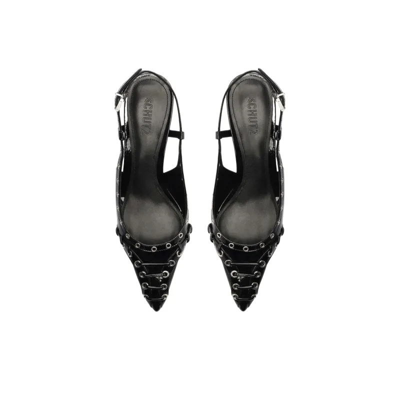 Schutz Ruth Mid Slim Heel High Heels 4cm Women's Black-3