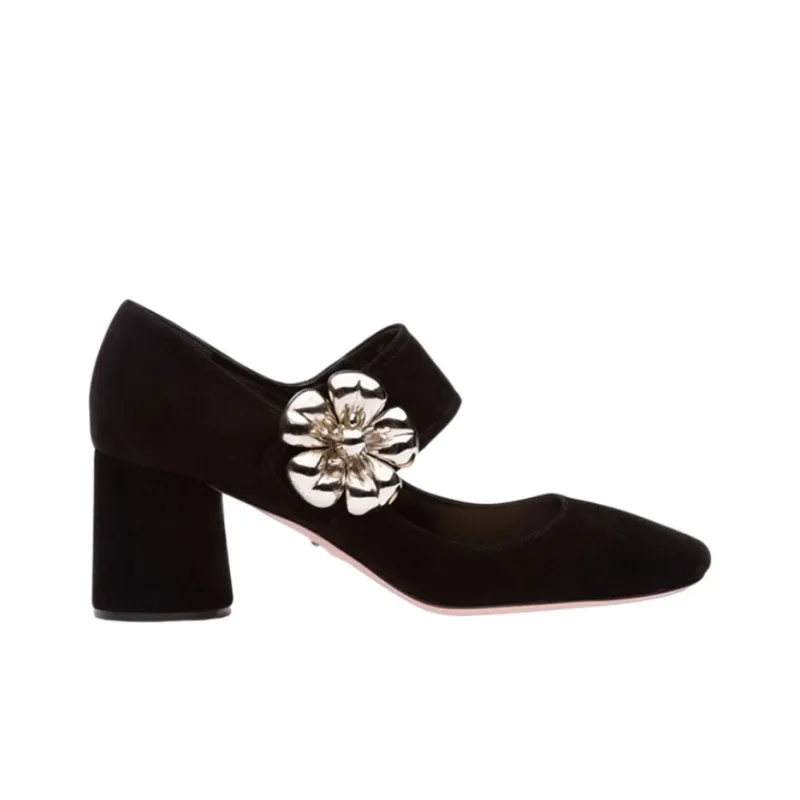 PRADA Chunky Heel High Heels Women's Black-1