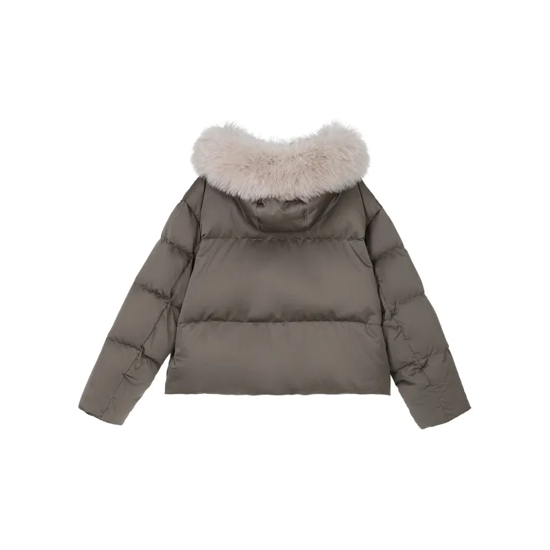Fstudio Fall And Winter Korean Petite Atmosphere 90 Fill Power White Duck Down Cropped Down Jacket Women's-3