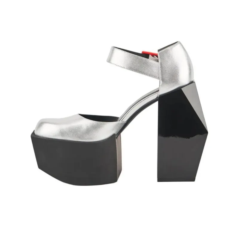 UNITED NUDE Stage Dorsey Irregular Heel High Heels 15cm Women's Silver-0