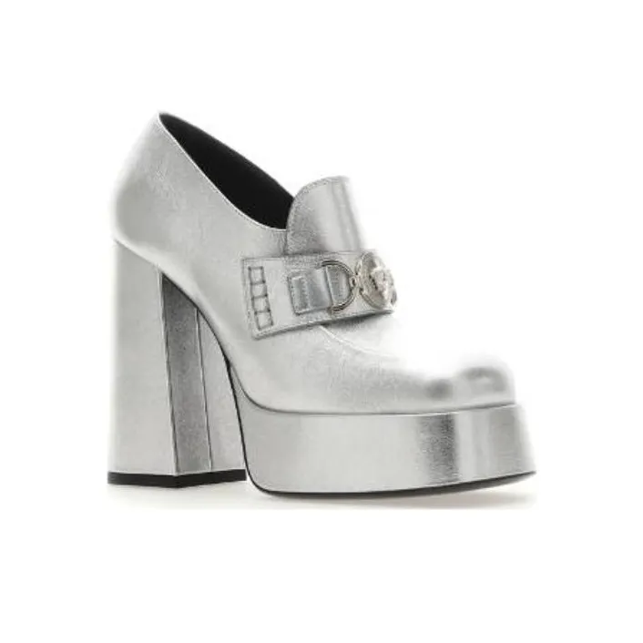 VERSACE Medusa 95mm Metallic-effect Mules-1