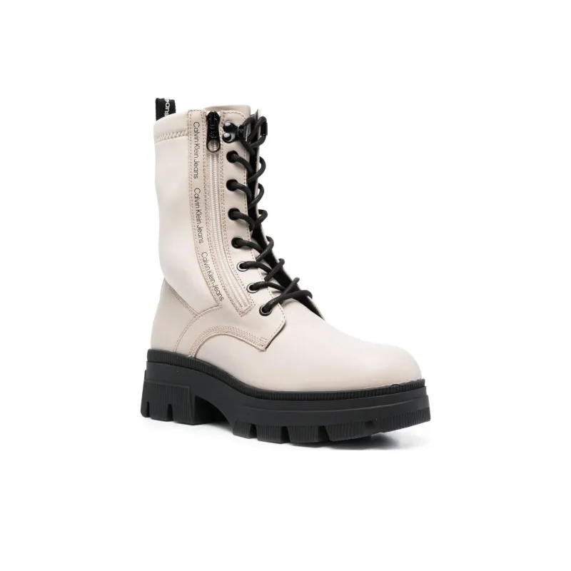 CKJ CALVIN KLEIN JEANS Lace up Leather Combat Boots Women's-2