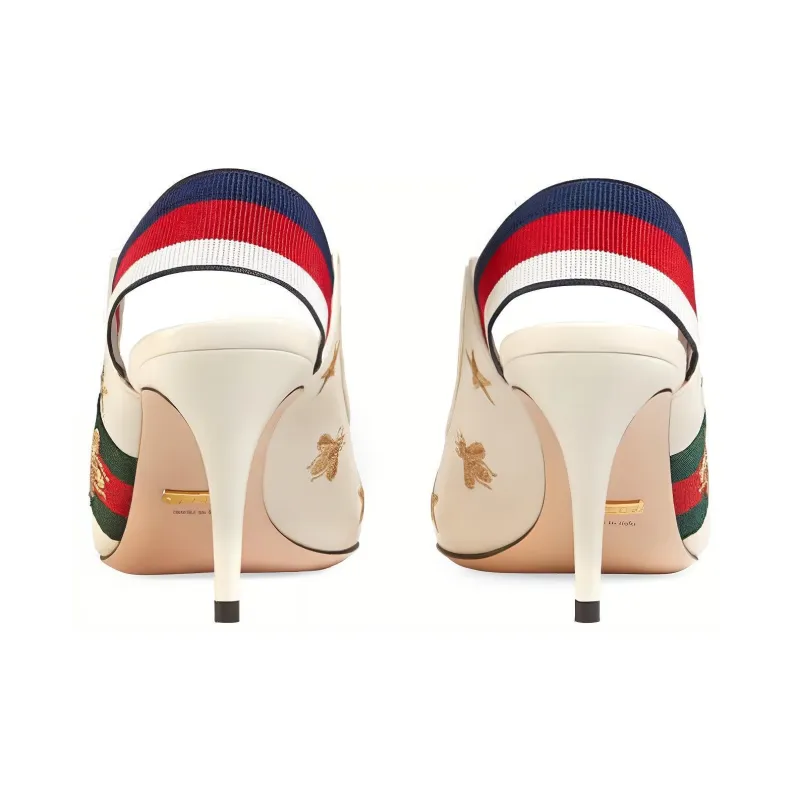 GUCCI Slim Heel High Heels 7.5cm Women's White-3