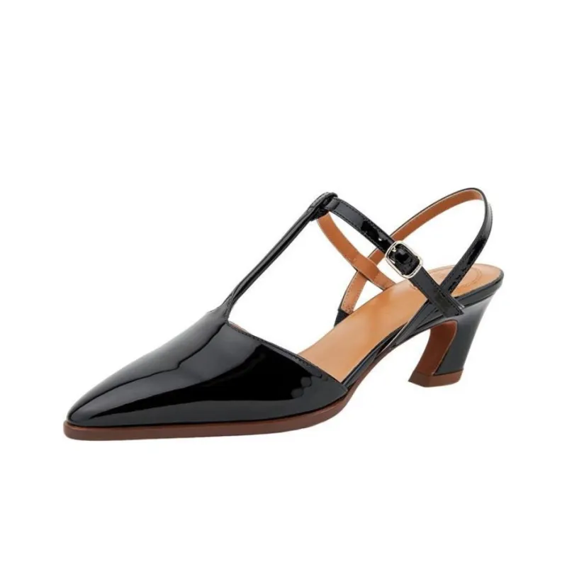 Chloe Chunky Heel High Heels 5cm Women's Black-3
