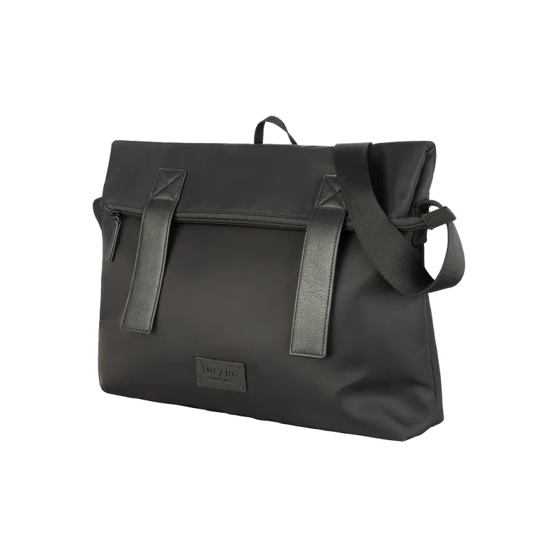 TUCANO Nylon With Leather Shoulder Bag Unisex Black/Olive Green-1
