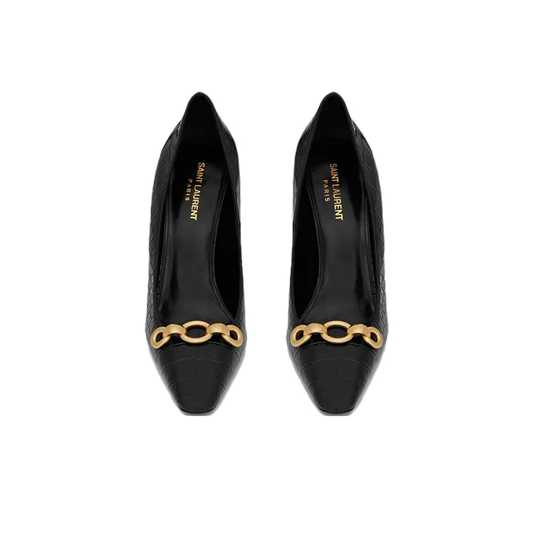 SAINT LAURENT Silvana Embossed Pointed Toe Pumps-3