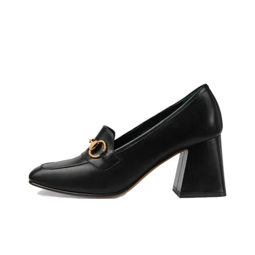 GUCCI Chunky Heel High Heels 3.5cm Women's Black