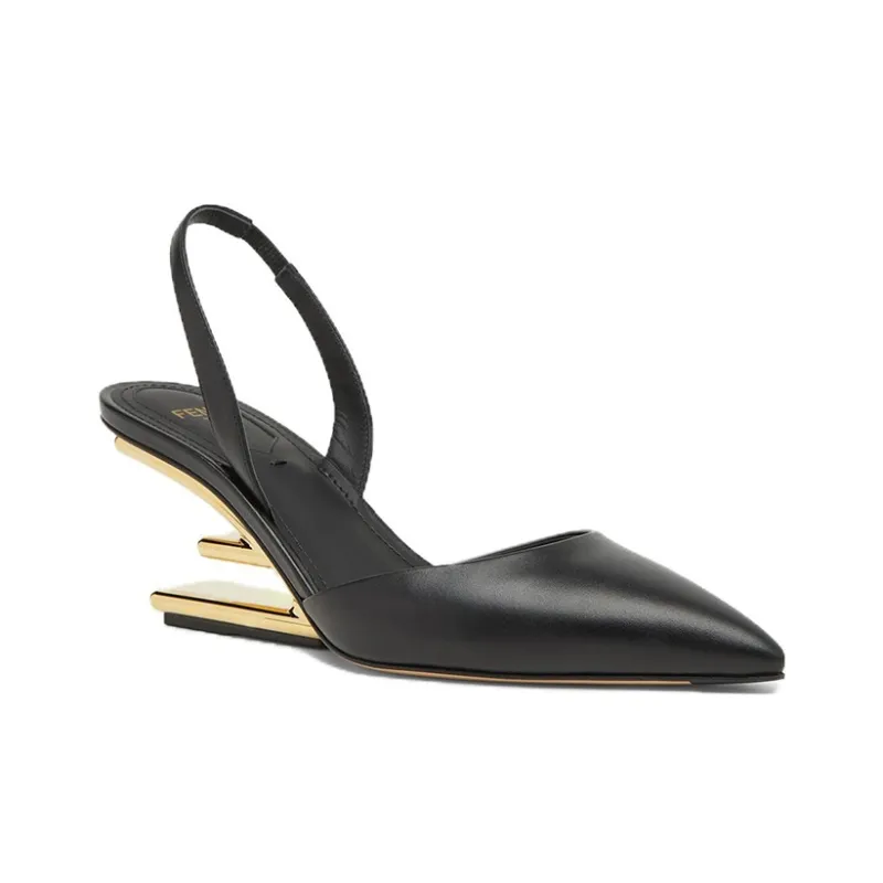 FENDI First Irregular Heel High Heels 6.5cm Women's Black-1