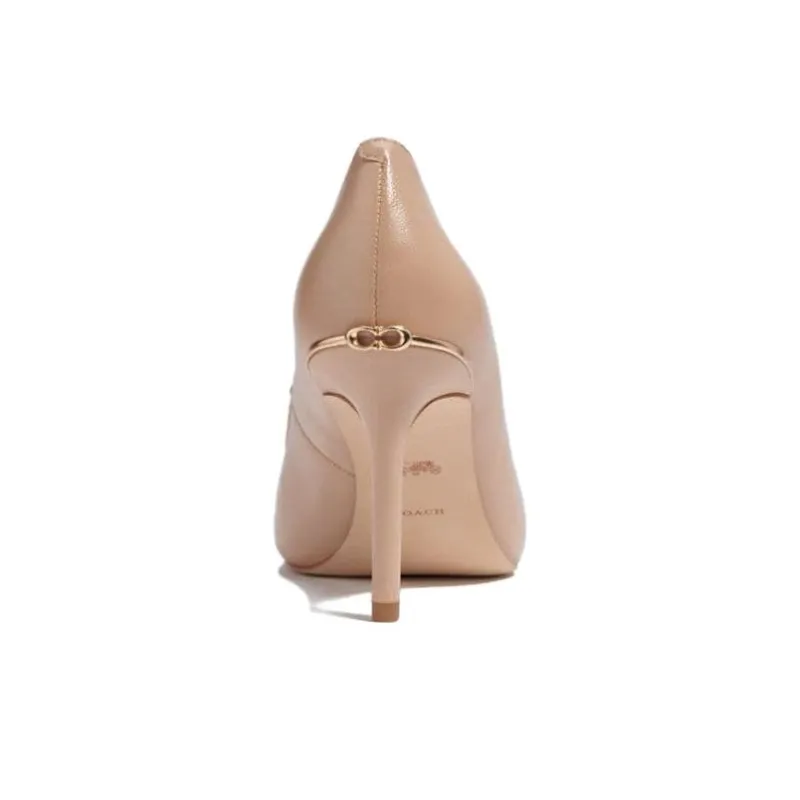 COACH Wiley Slim Heel High Heels 9cm Women's Beige-3