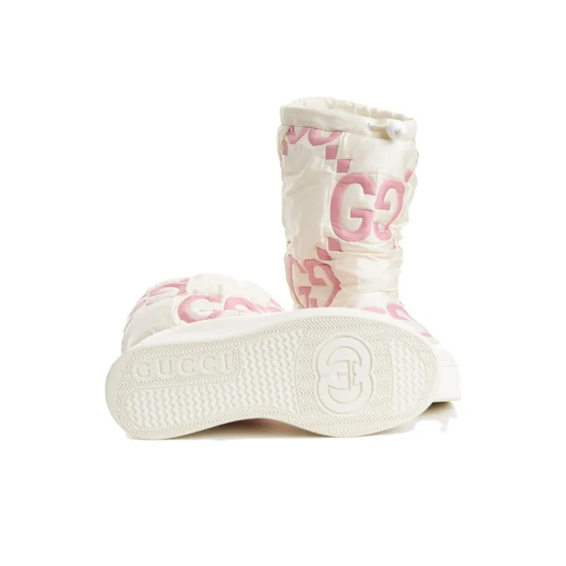 GUCCI Women's Maxi Gg Boot 'White Pink Matelassé' Women's-4