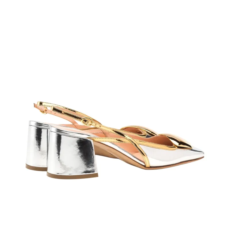 Rupert Sanderson Cavalla Chunky Heel High Heels 6cm Women's Silver-4