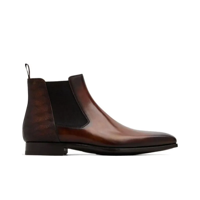 Magnanni Short Chelsea Boots Men's Brown-1