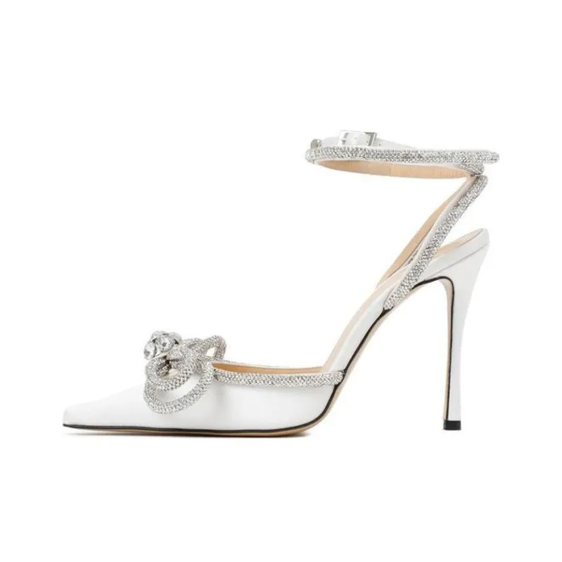 MACH & MACH Double Bow 115mm Satin Pumps-2