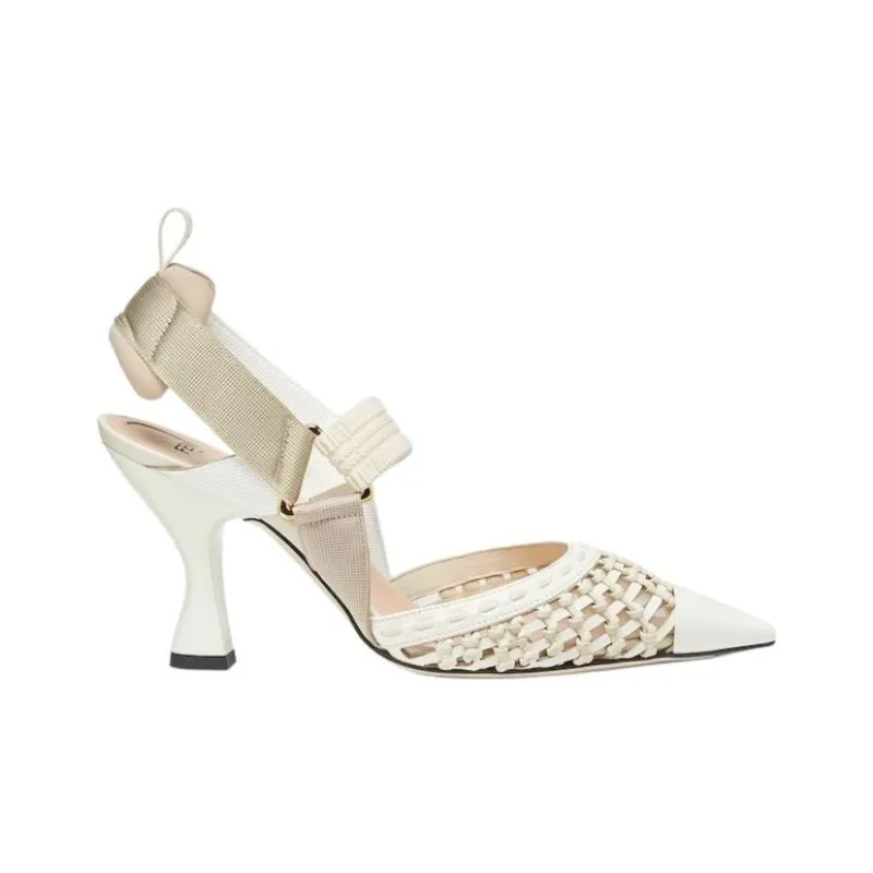 FENDI Colibrì Chunky Heel High Heels 8.5cm Women's White-1