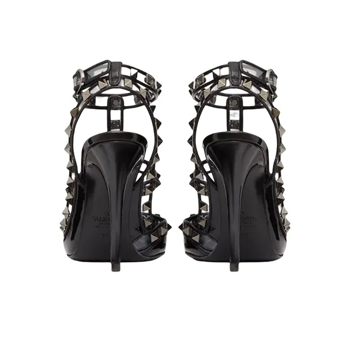 Valentino Rockstud Slim Heel High Heels Women's Black-4