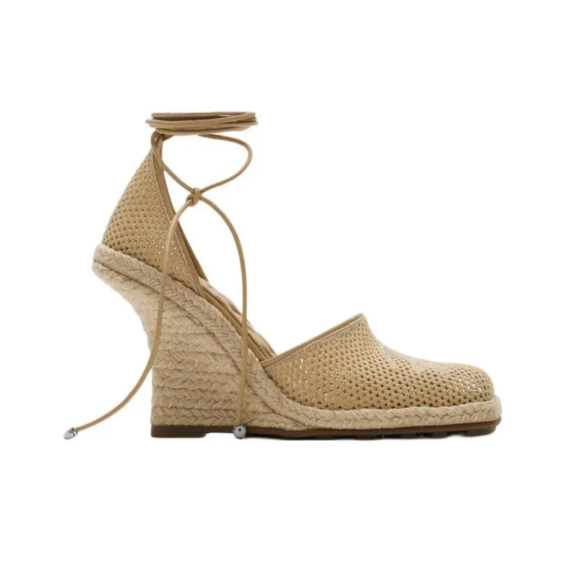 Burberry Field Wedge Heel High Heels Women's Yellow-1
