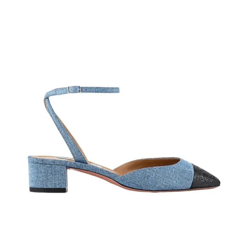 AQUAZZURA Square-toe Denim Pumps-1
