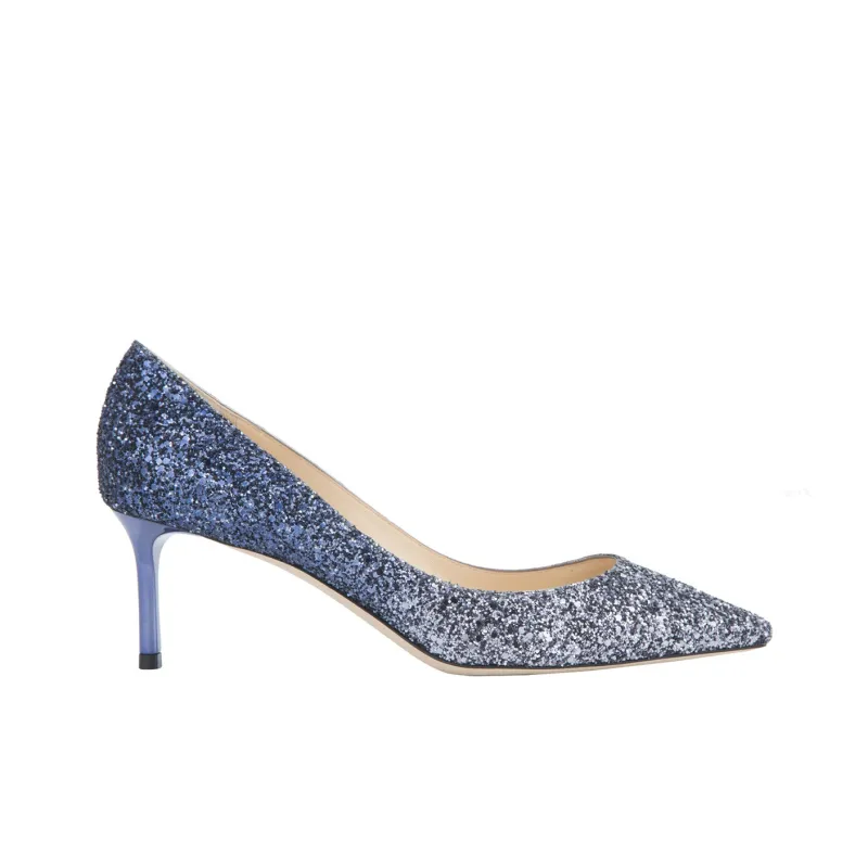 Jimmy Choo ROMY Slim Heel High Heels 6cm Women's Silver Blue Gradient-2