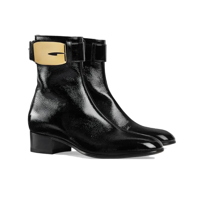 GUCCI Ankle Boots 3.5cm Women's Black Gold-1