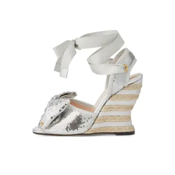 GUCCI Wedge Heel High Heels 9.4cm Women's Silver