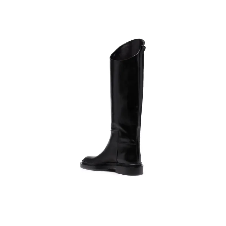 JIL SANDER Knee high Boots Chunky Heel Women's Black-4