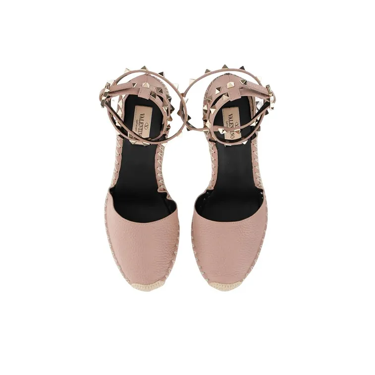 Valentino Rockstud Wedge Heel High Heels Women's Pink-3