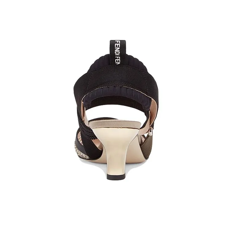 FENDI Colibri Slim Heel Sandal Women's Black Gold-3
