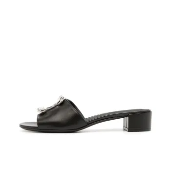 FERRAGAMO Block Heel Slide Slippers 3cm Women's Black