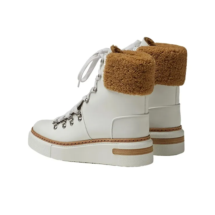 HERMES Flocon Short Martin Boot Women's White-2
