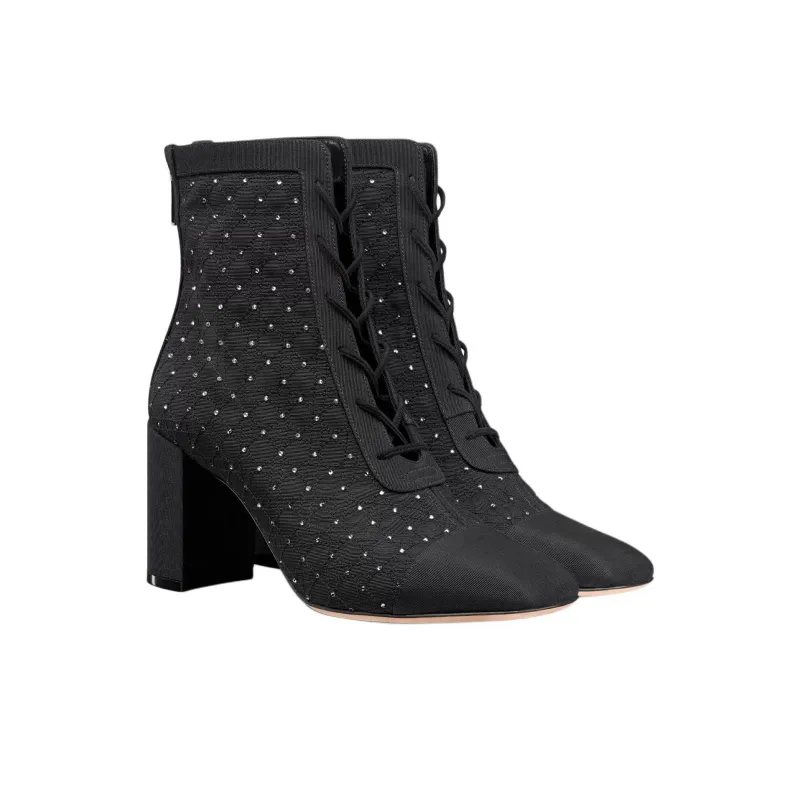 DIOR Naughtily D Ankle Boots 8cm Women's Black-2