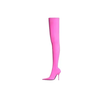 Balenciaga Knife Knee High Boots 11cm Women's Pink White