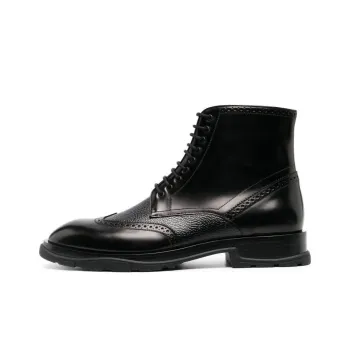 Alexander McQueen Low Block Heeled Lace Up Boots