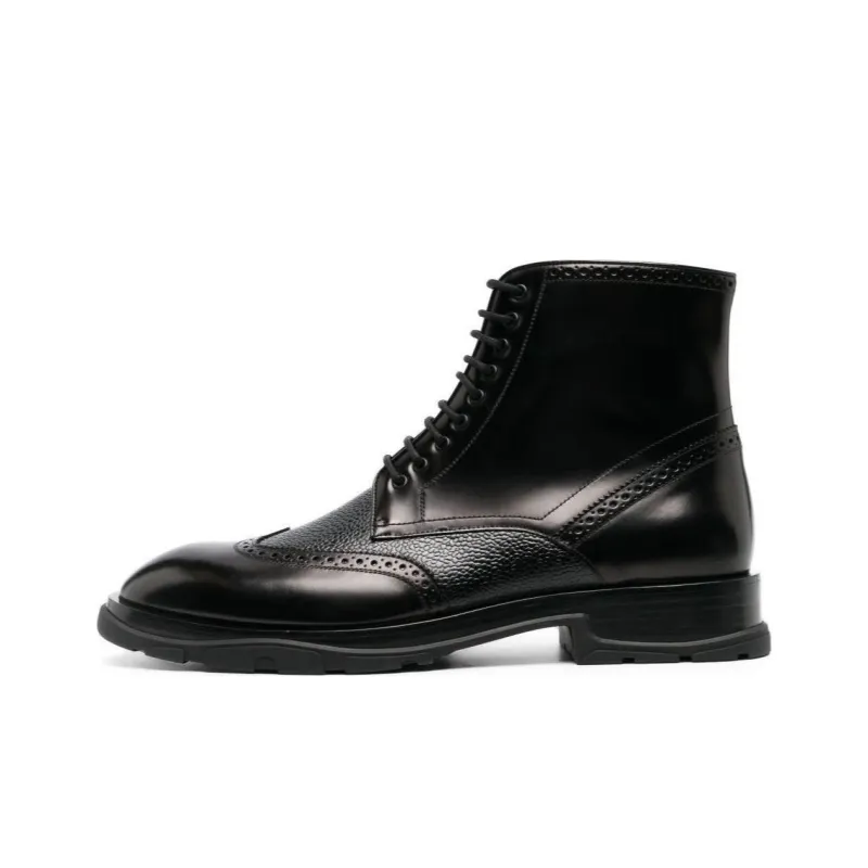 Alexander McQueen Low Block Heeled Lace Up Boots-0