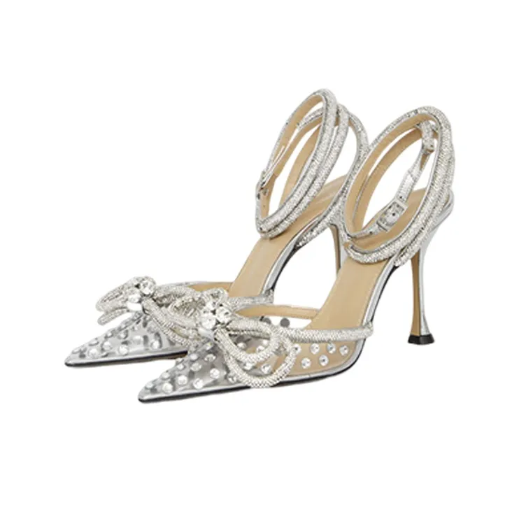 MACH & MACH Double Bow 100mm Crystal-embellished Pumps-2