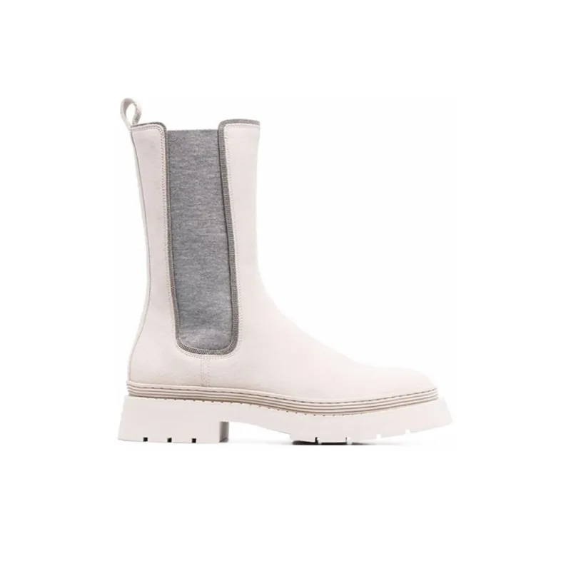 Brunello Cucinelli Chelsea Boots Women's White-1