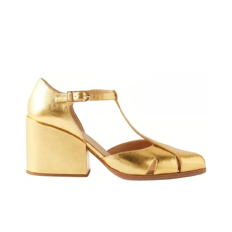 GABRIELA HEARST Chunky Heel High Heels 8cm Women's Gold-1