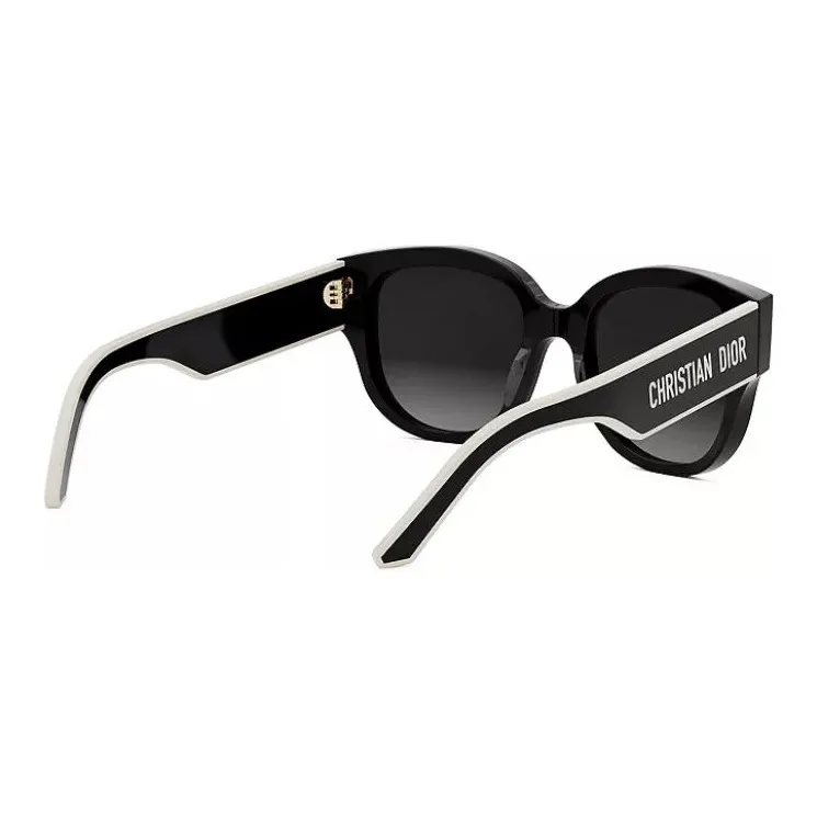 DIOR Acetate Irregular Shape Sunglasses Women's Black-4
