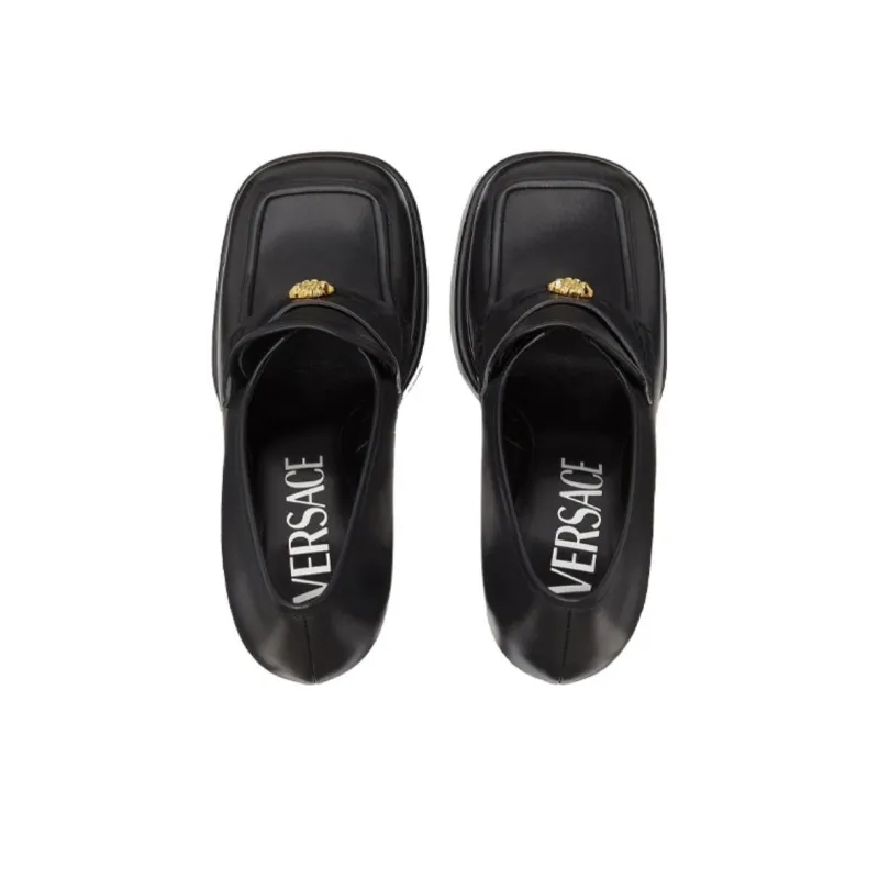 VERSACE Aevitas 155mm Platform Loafers Black Leather Women's-3