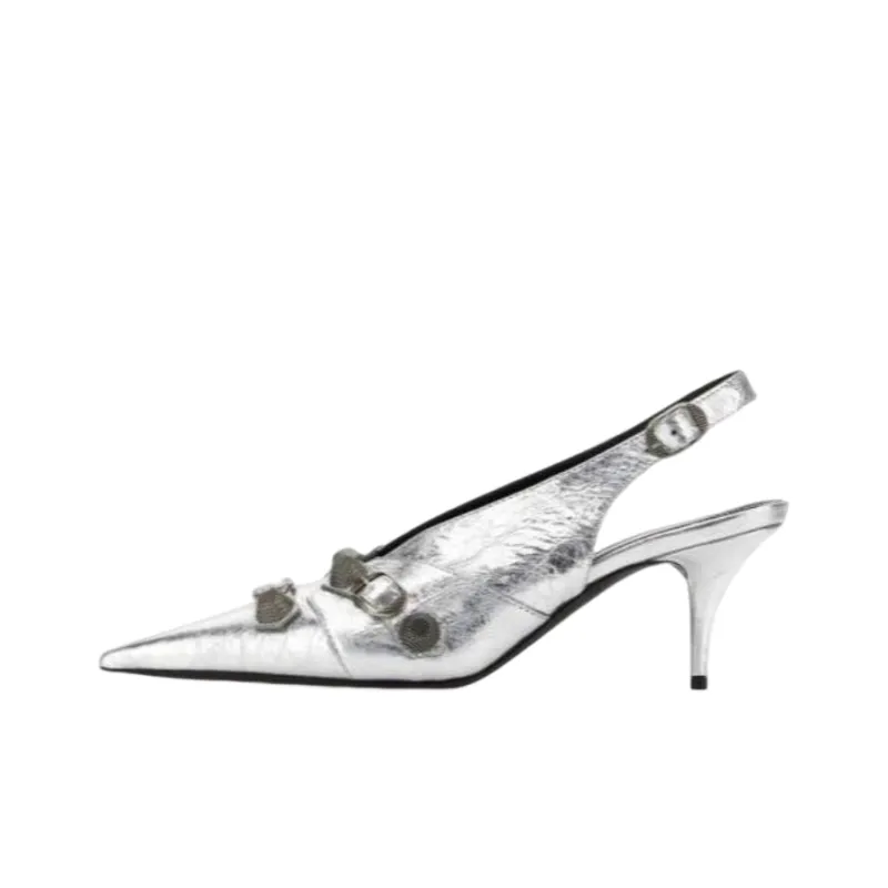 Balenciaga Knife Slim Heel High Heels Women's Silver-0