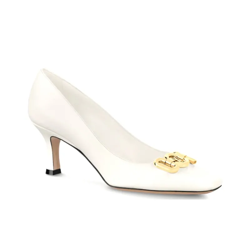 LOUIS VUITTON Rotary Slim Heel High Heels 6.5cm Women's White-1
