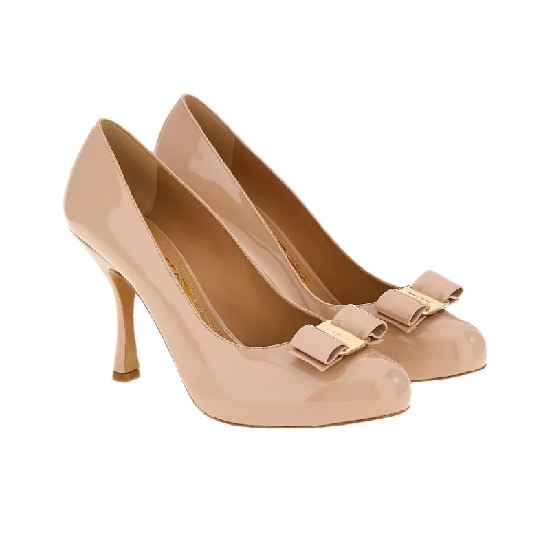 FERRAGAMO Vara Slim Heel High Heels Women's Nude-2