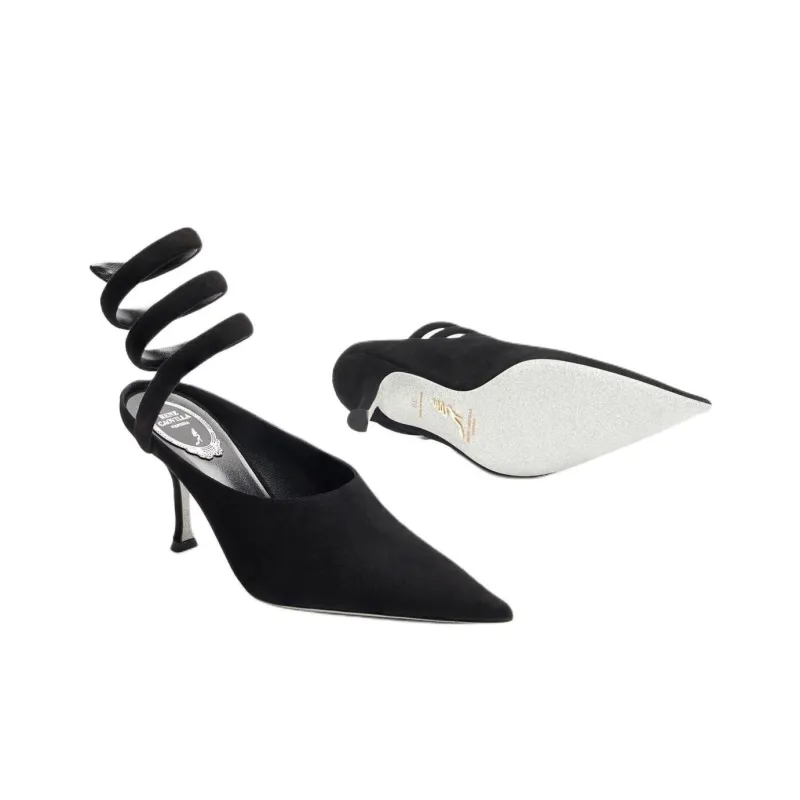 RENE CAOVILLA GRACE Slim Heel High Heels 8cm Women's Black-4