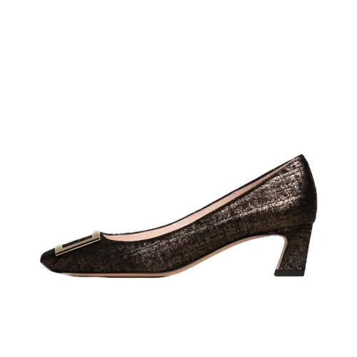 Roger Vivier Trompette Spool Heel High Heels Women's Black Gold
