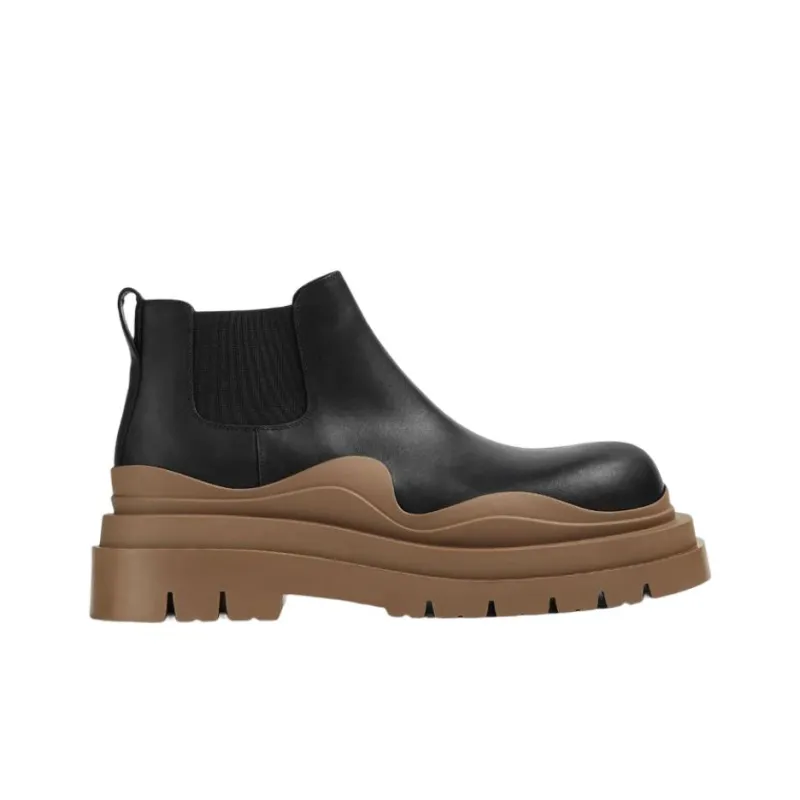 Bottega Veneta Tire Chelsea Short Chelsea Boots Men's Black Brown-1