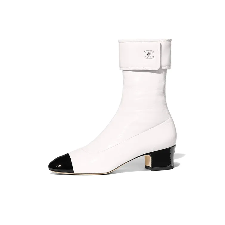 CHANEL Ankle Boots Women's Ivory White-0
