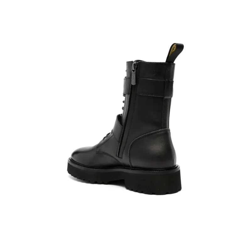 DOUCAL'S Buckled Lace up Leather Boots Women's-3